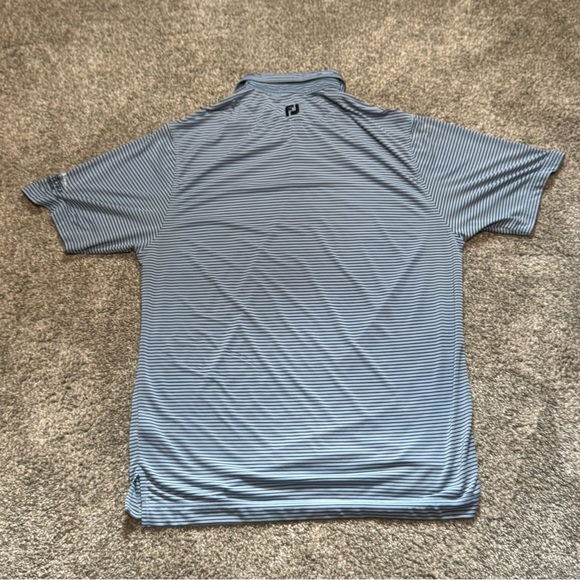 Footjoy Golf Polo Shirt Blue and Black Striped Men’s Size Large Ventura - Picture 2 of 9
